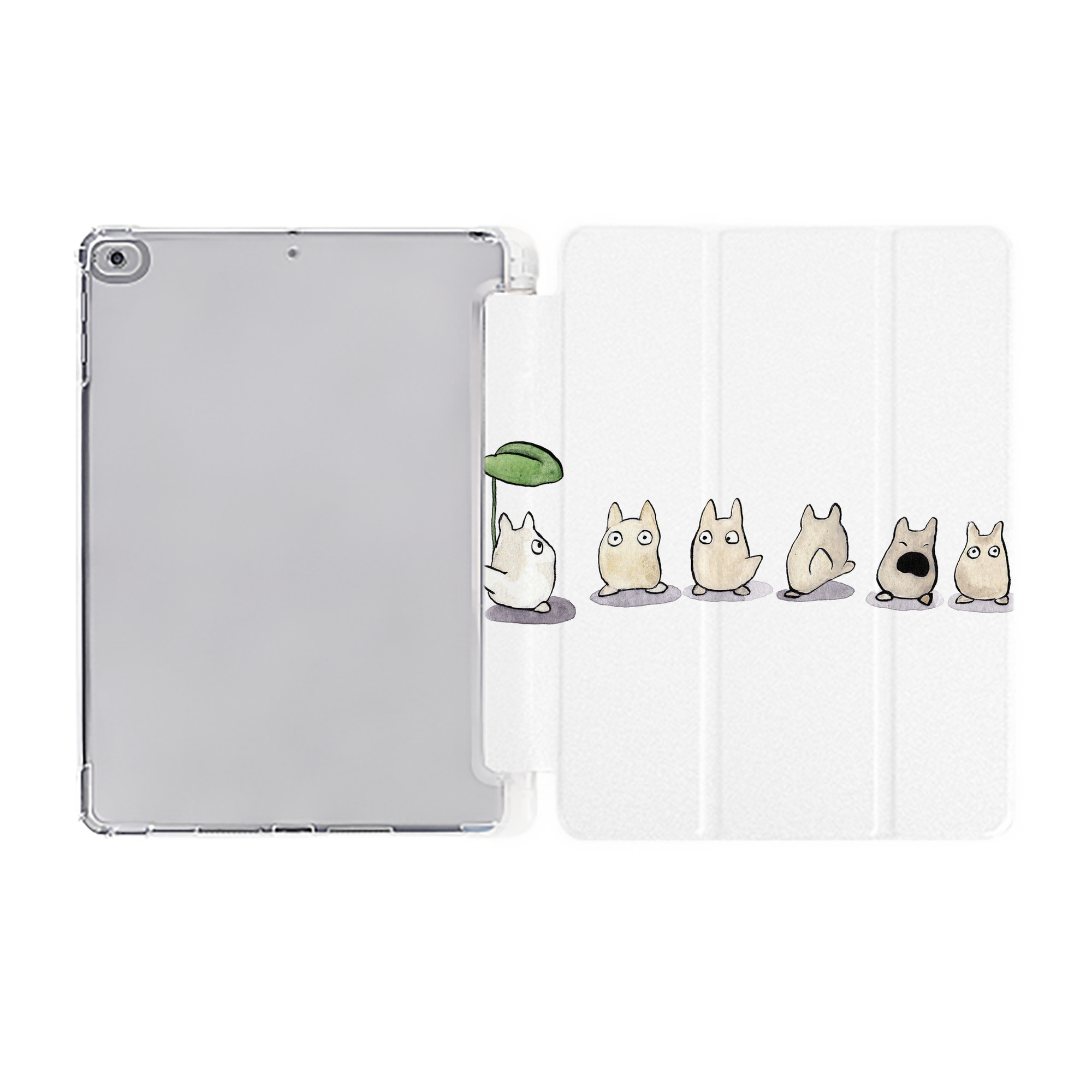 （画像用） となりのトトロ 草壁メイ 草壁サツキ My Neighbor Totoro Satsuki Kusakabe Mei Kusakabe IPad ケース ペン収納付き 三つ折りスタンド PUレザー×シリコン 対応機種9.5/10.5/10.9インチ